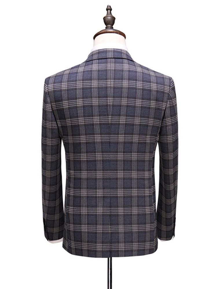 Plaid One Button Print Herrklänning Kostym