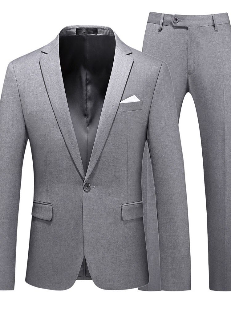 Plain Blazer One Button Men's Dress Suit