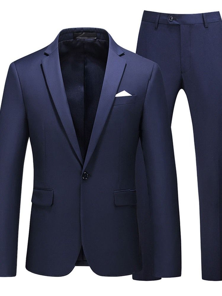 Plain Blazer One Button Men's Dress Suit