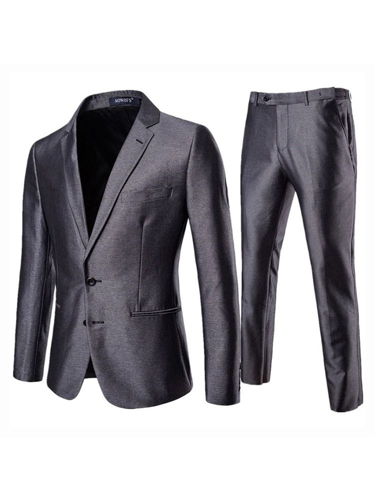 Plain Single-breasted Pocket Blazer Mens Casual Dress Suit