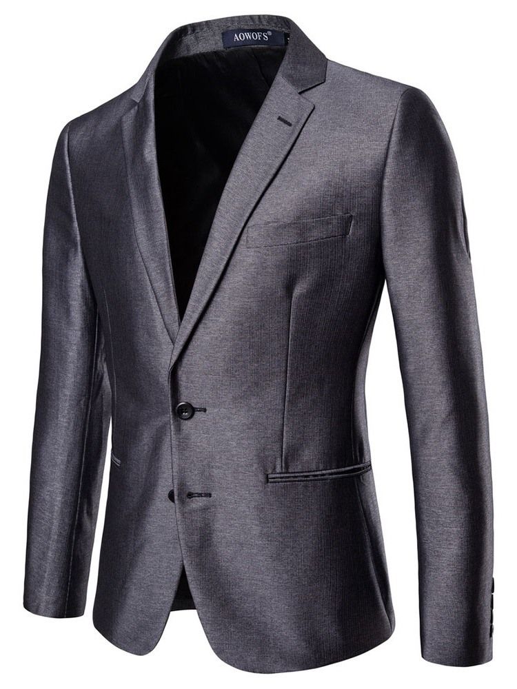 Plain Single-breasted Pocket Blazer Mens Casual Dress Suit