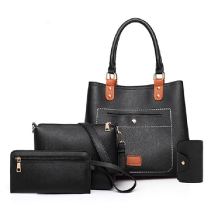 Casual Pu Plain Fat-shaped Bag Set