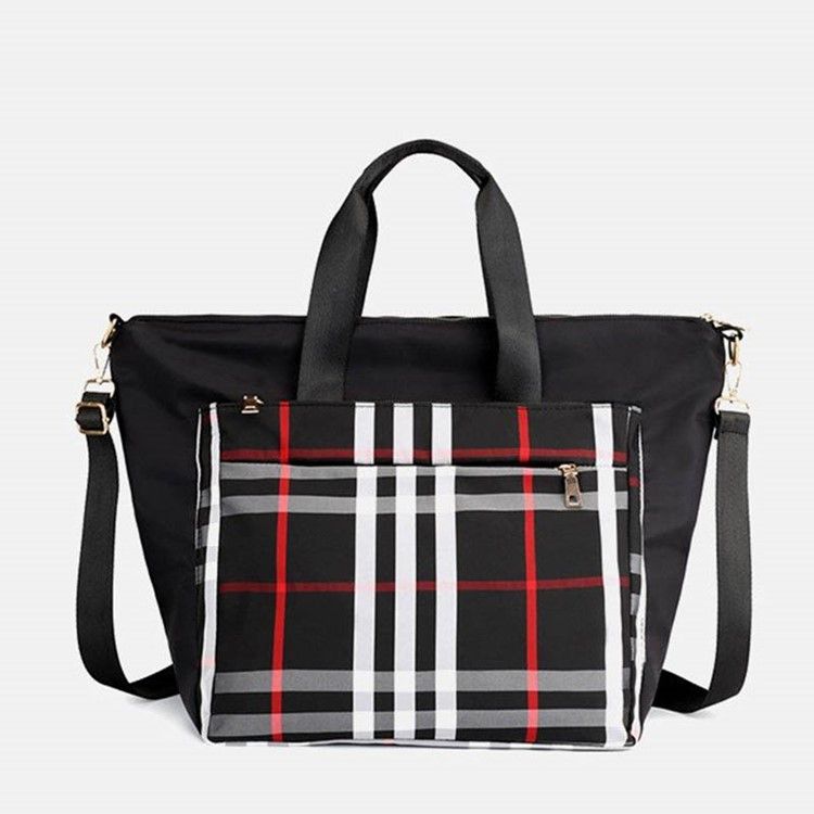 Pu Patchwork Plaid Grid Shoulder Bag