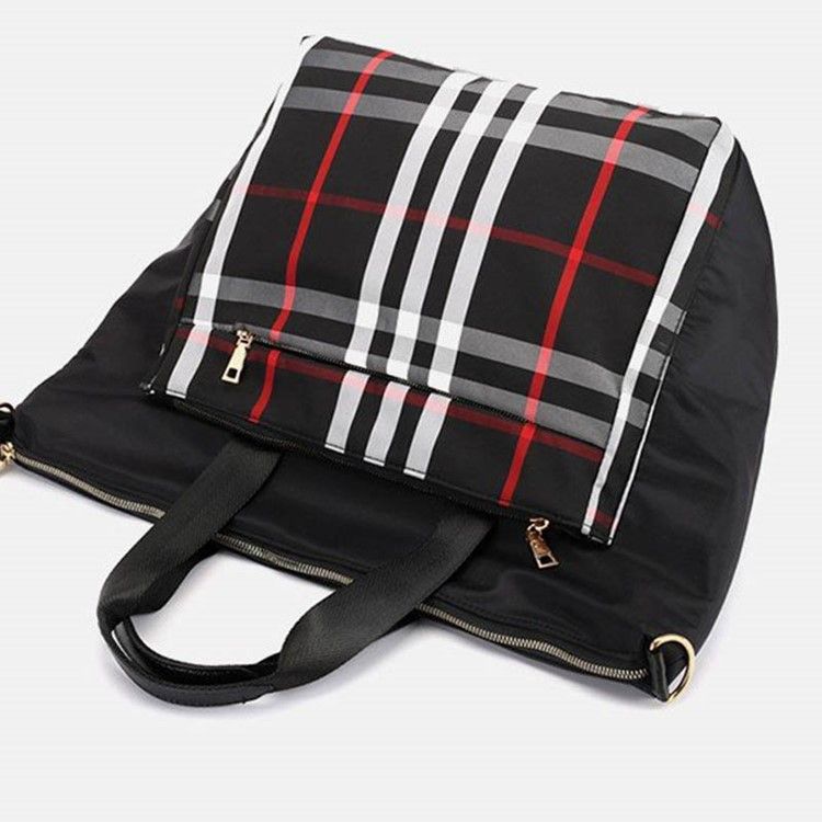 Pu Patchwork Plaid Grid Shoulder Bag