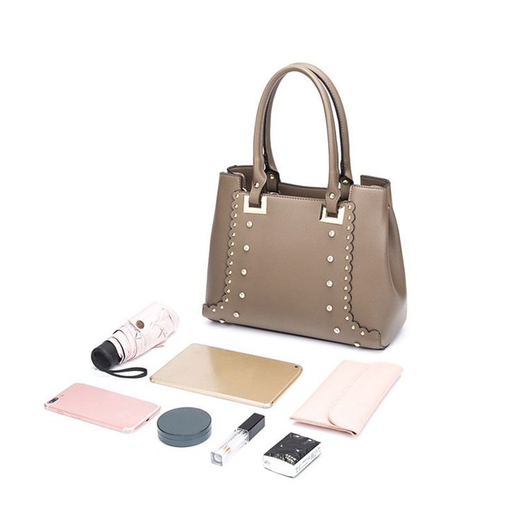 Pu Rivet Plain Rectangle Tote Bags Sets