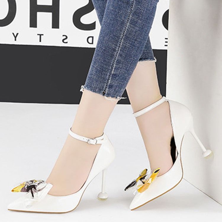 Bowknot Stiletto Heel Pointed Toe Color Block Dam Pumps