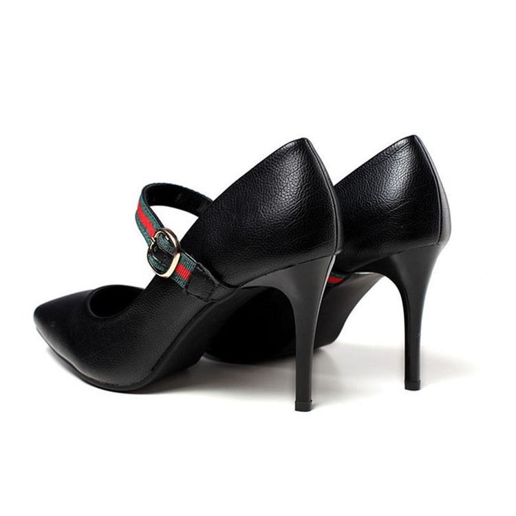 Color Block Stiletto Heel Buckle Dam Pumps