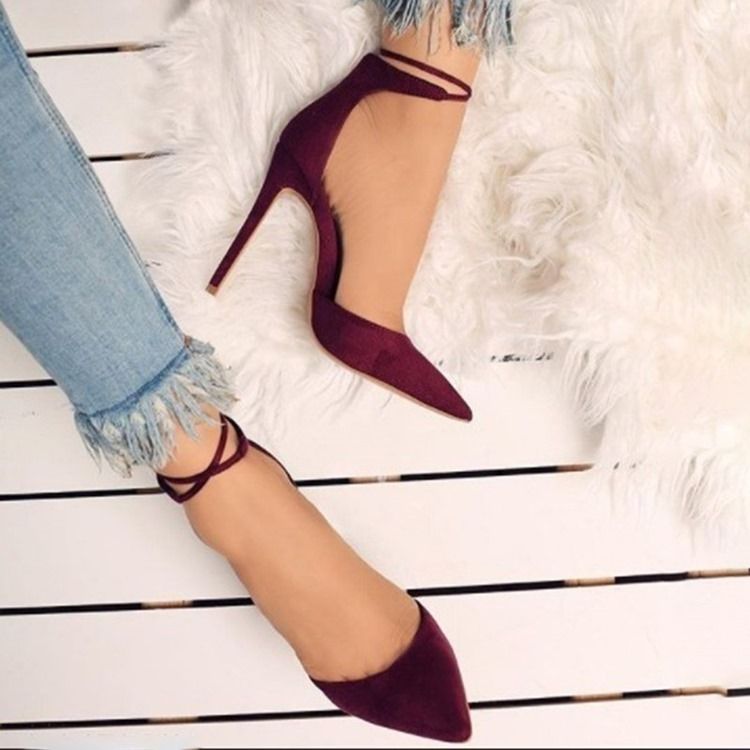 Cross Strap Slip-on Pointed Toe Damskor