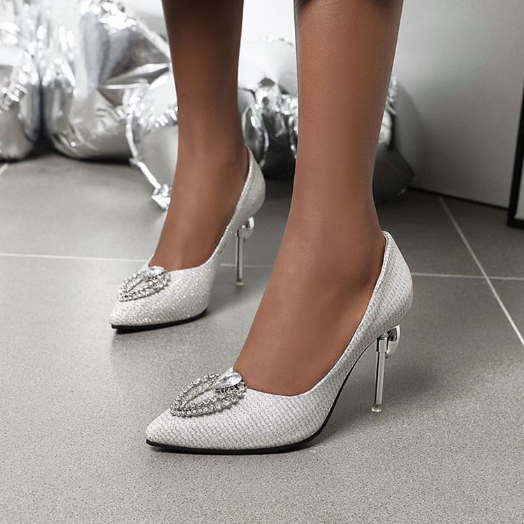 Dam Spetsiga Slip-on Rhinestone Low-cut Upper Thin Shoes