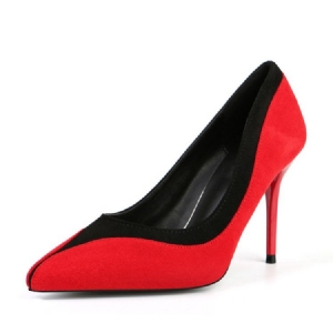 Faux Mocka Color Block Slip-on Pointed Toe Stiletto Heel Dam Pumps