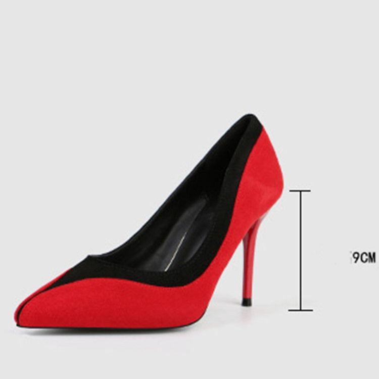 Faux Mocka Color Block Slip-on Pointed Toe Stiletto Heel Dam Pumps