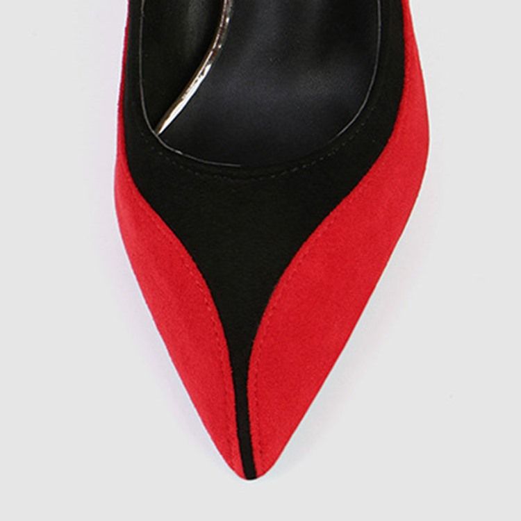 Faux Mocka Color Block Slip-on Pointed Toe Stiletto Heel Dam Pumps