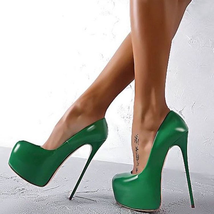 Greenery Sky High Platform Heels Pumps För Kvinnor