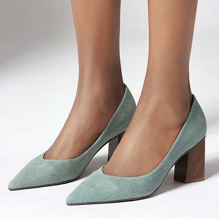 Kvinnor Slip-on Chunky Heel Thread Casual Pumps