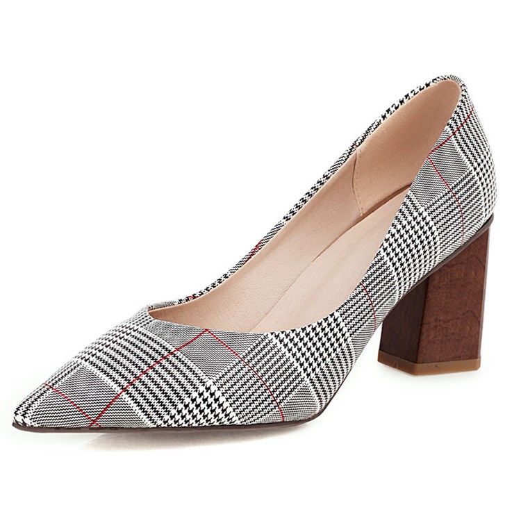 Kvinnor Slip-on Chunky Heel Thread Casual Pumps