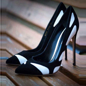 Kvinnors Färgblock Slip-on Low-cut Stiletto Heel Pumps