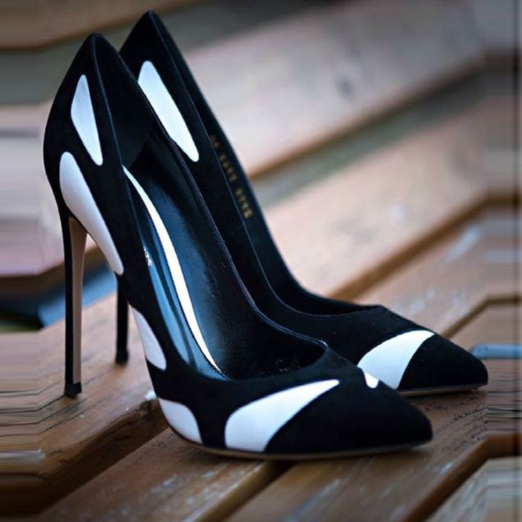 Kvinnors Färgblock Slip-on Low-cut Stiletto Heel Pumps