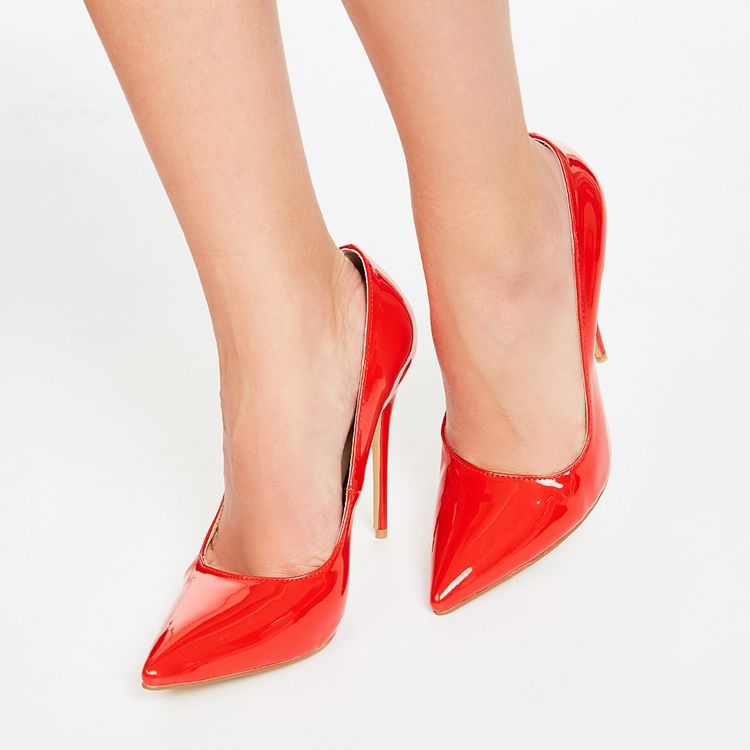 Kvinnors Sexiga Red Point Toe Ultra High Pumps