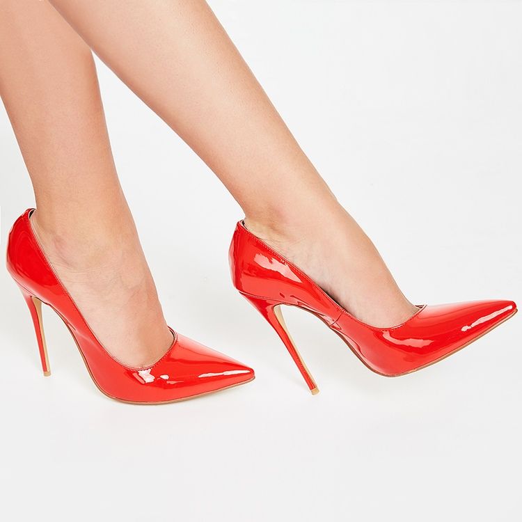 Kvinnors Sexiga Red Point Toe Ultra High Pumps