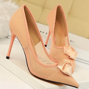 Mesh Pointed Toe Stiletto Heel Slip-on Dam Pumps