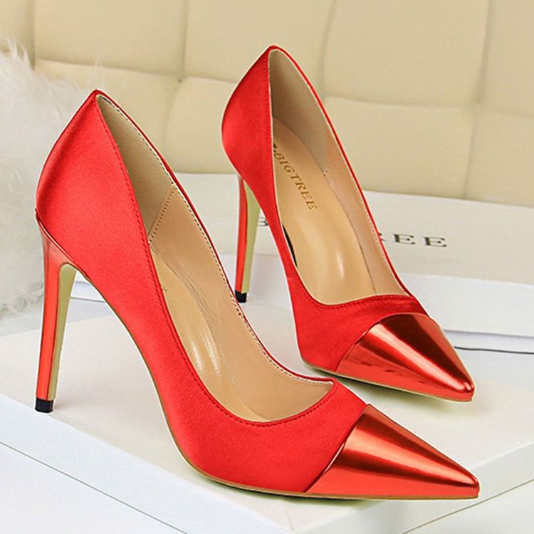 Plain Pointed Toe Stiletto Heel Slip-on Dam Pumps