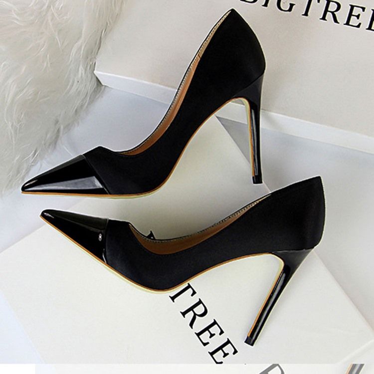 Plain Pointed Toe Stiletto Heel Slip-on Dam Pumps