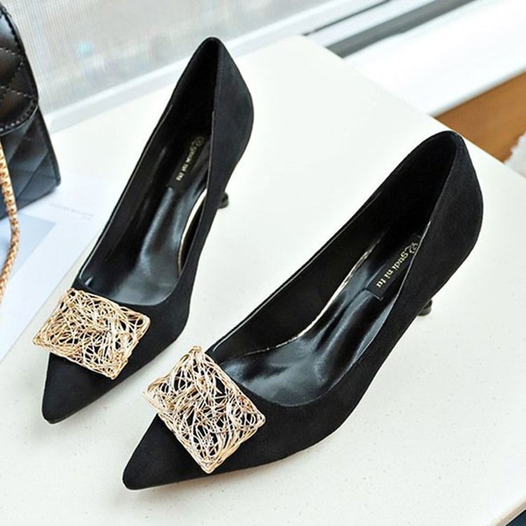 Plain Sequin Spets Toe Stiletto Heel Pumps För Kvinnor