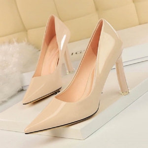 Plain Stiletto Heel Spets Toe Slip-on Pumps För Kvinnor