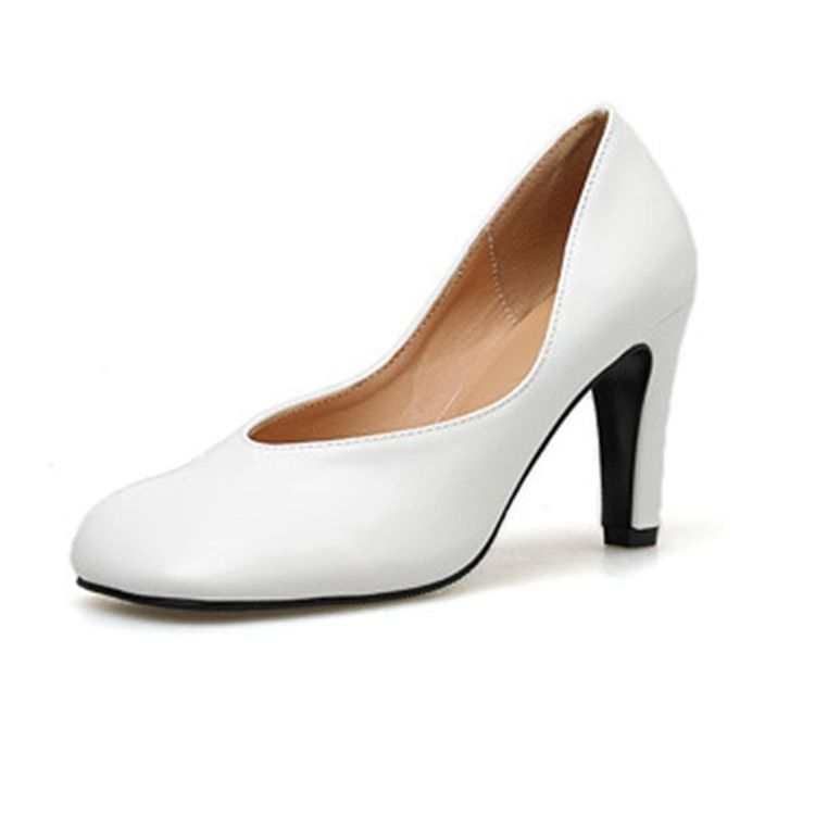 Pu Slip-on Square Toe Stiletto Heel Pumps För Kvinnor