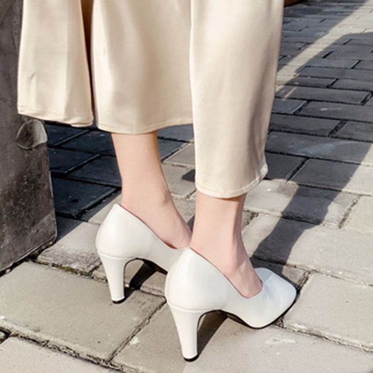 Pu Slip-on Square Toe Stiletto Heel Pumps För Kvinnor