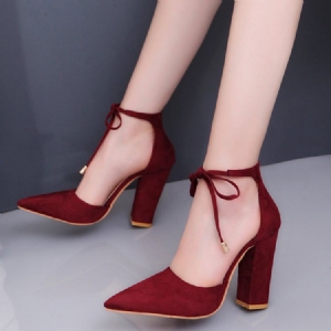 Spetsiga Snörning Chunky Heel Dam Pumps