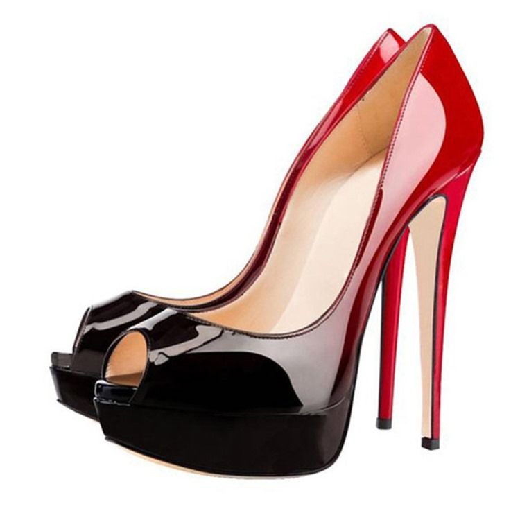 Stiletto Heel Peep Toe Platform Pumps För Kvinnor