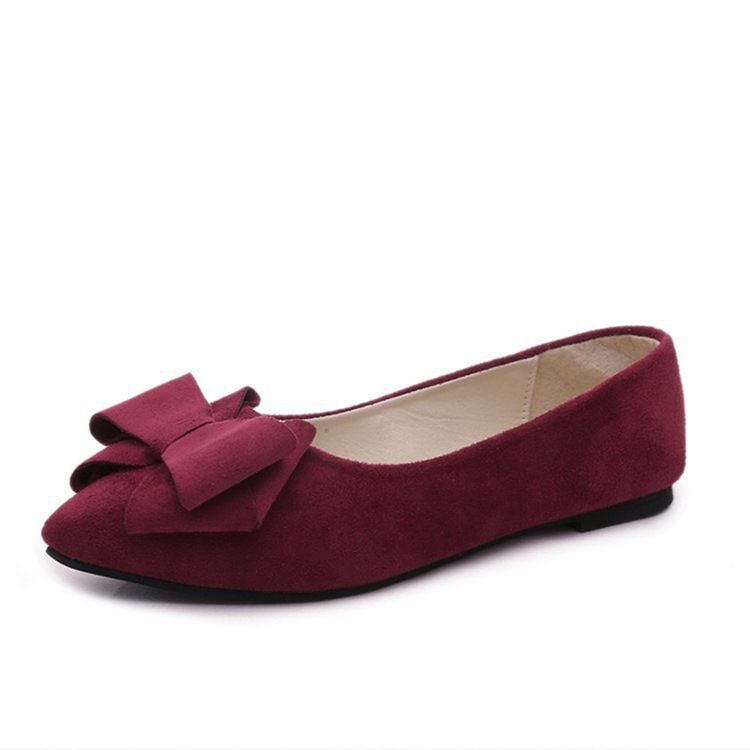 Bowknot Decorated Low-cut Plain Women's Flats