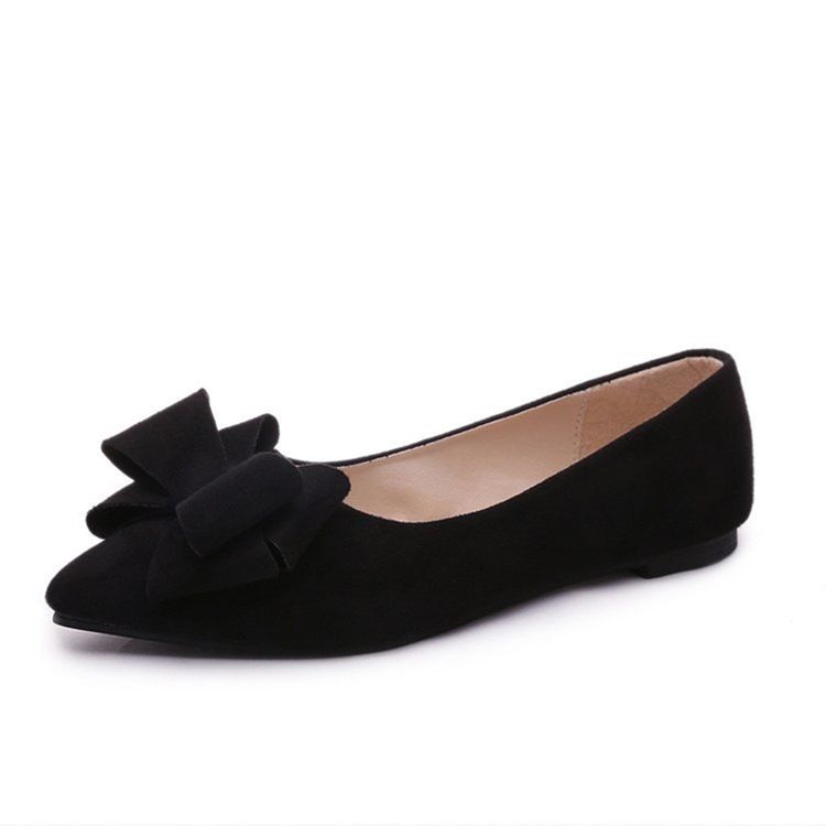 Bowknot Decorated Low-cut Plain Women's Flats