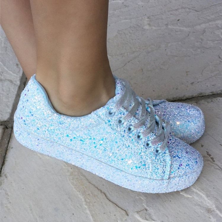 Low-cut Upper Sequin Round Toe Casual Damskor