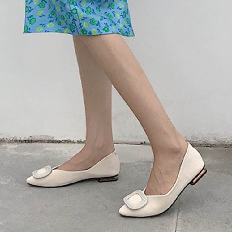 Pu Block Heel Slip-on Square Toe Damskor