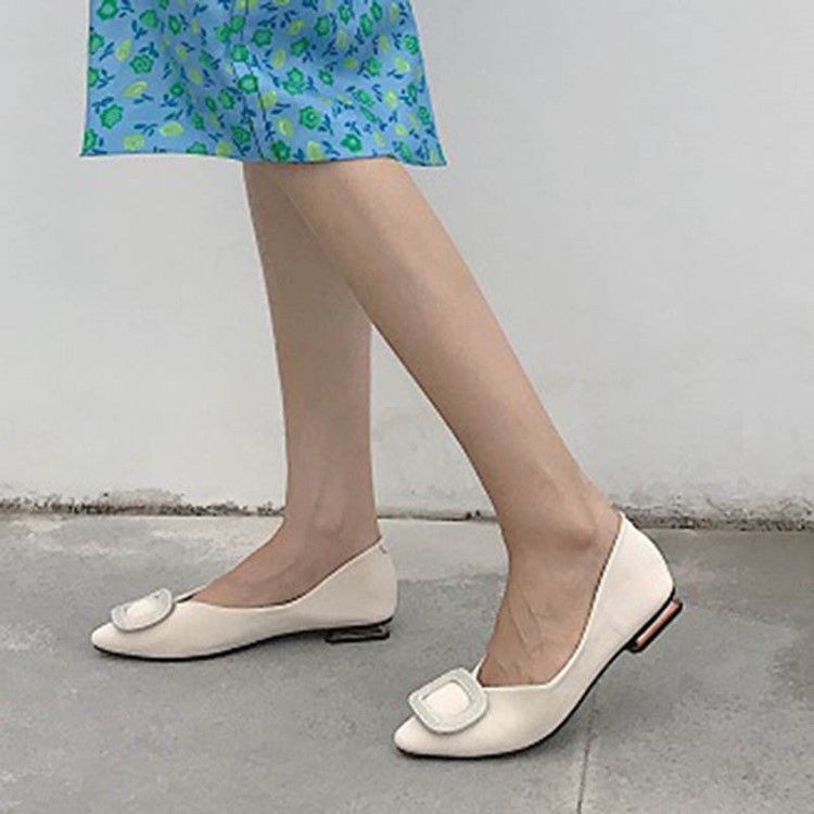 Pu Block Heel Slip-on Square Toe Damskor