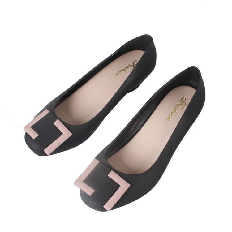 Pvc Slip-on Round Toe Wedge Heel Dam Jelly Shoes