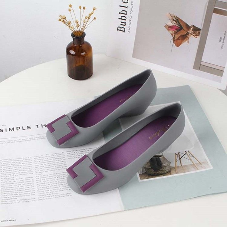 Pvc Slip-on Round Toe Wedge Heel Dam Jelly Shoes