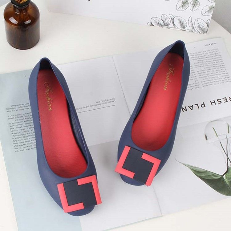 Pvc Slip-on Round Toe Wedge Heel Dam Jelly Shoes