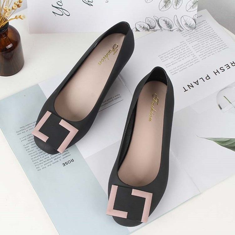 Pvc Slip-on Round Toe Wedge Heel Dam Jelly Shoes