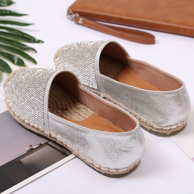 Rhinestone Block Heel Slip-on Round Toe Damskor