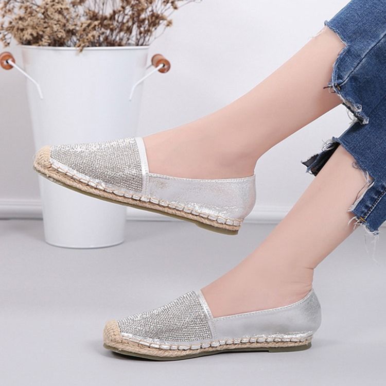 Rhinestone Block Heel Slip-on Round Toe Damskor