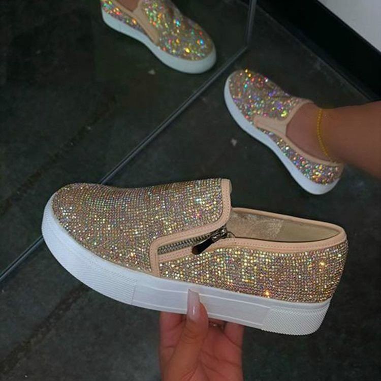 Rhinestone Slip-on Low-cut-övre Vanliga Sneakers För Kvinnor