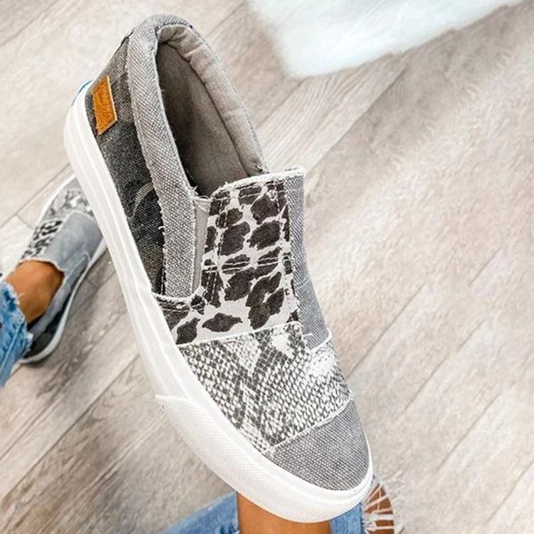 Tråd Slip-on Low-cut Upper Leopard Sneakers För Kvinnor