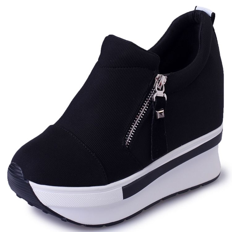 Zipper Round Toe Platform Plain Damskor