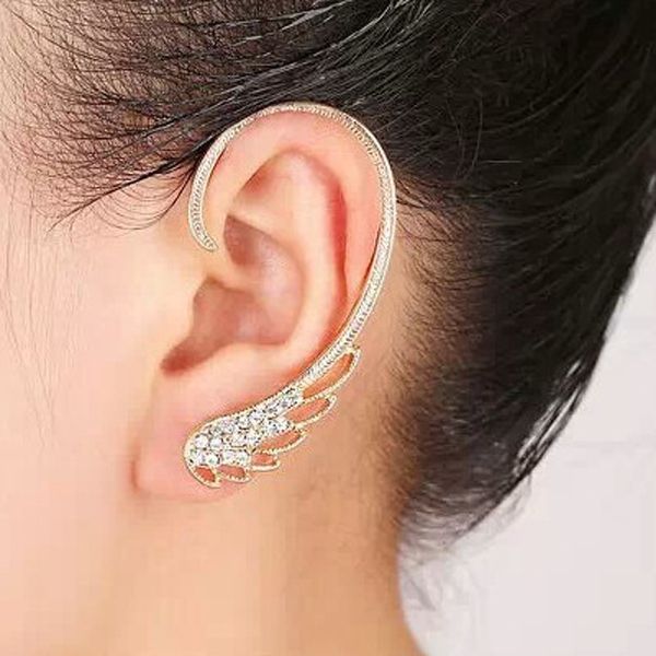 Wing Shaped Rhinestone Ear Cuff