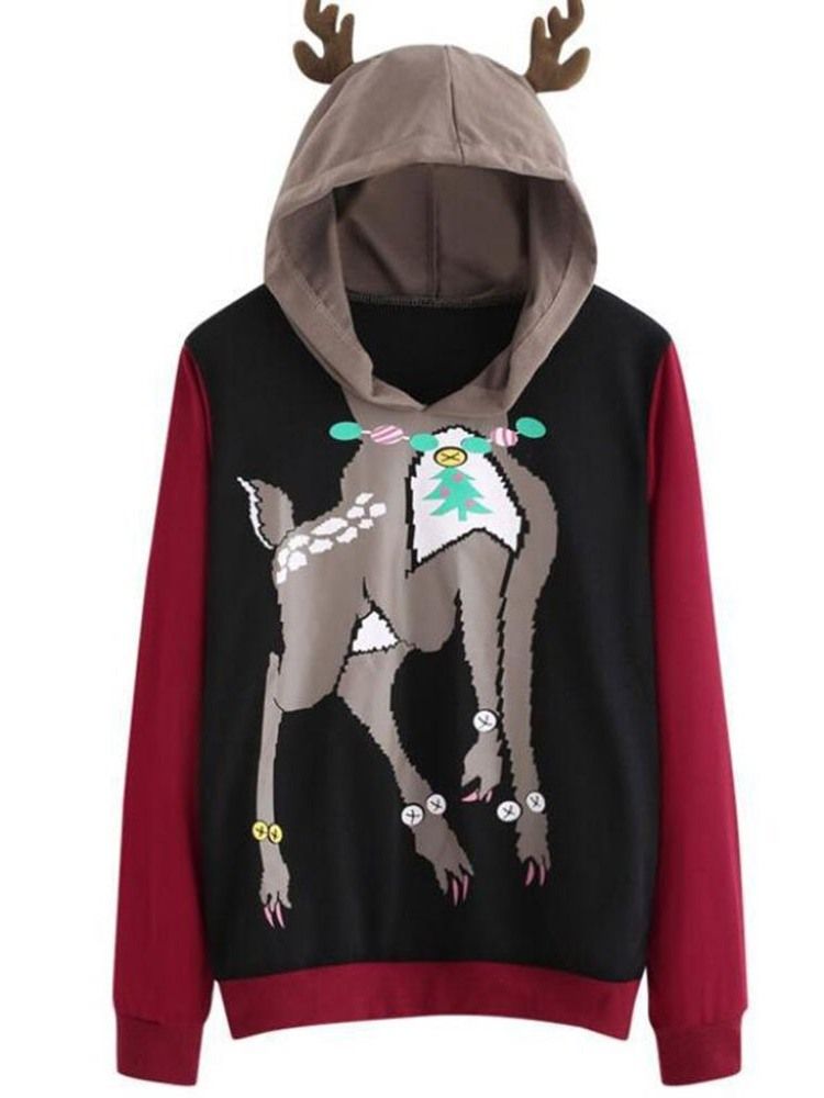 Animal Regular Mid-length Hoodie För Kvinnor