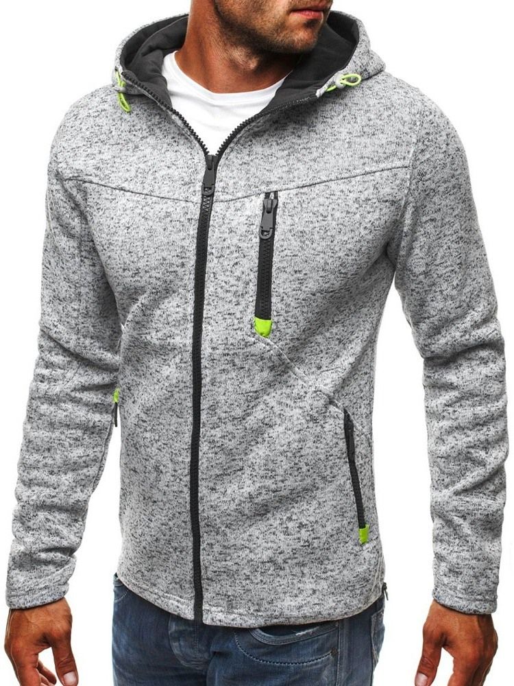 Cardigan Color Block Zipper Casual Herrtröjor