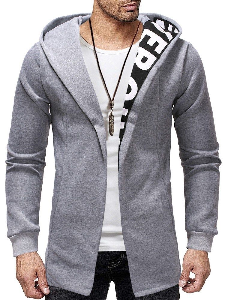 Cardigan Patchwork Thick Casual Slim Slim Hoodies För Män